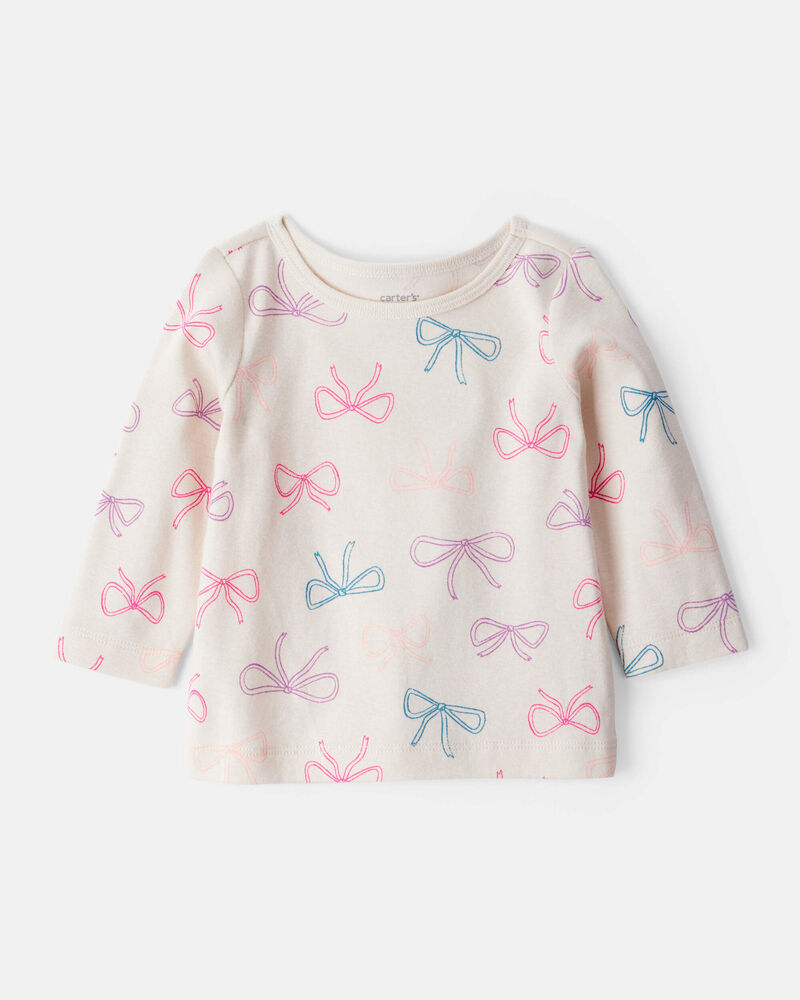 Baby Girl 3-Piece Bow Heart Print Long-Sleeve Dress Set , image 3 of 6 slides