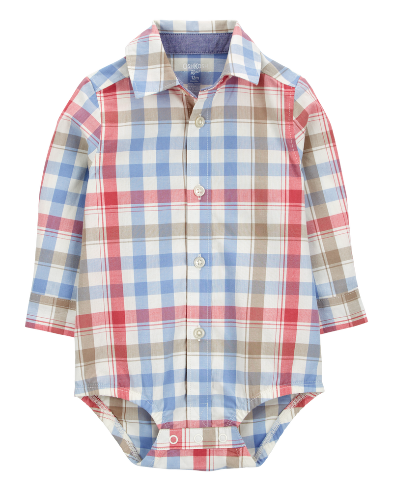 Baby Plaid Long-Sleeve Bodysuit, image 1 of 4 slides