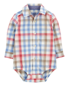 Baby Plaid Long-Sleeve Bodysuit, image 1 of 4 slides