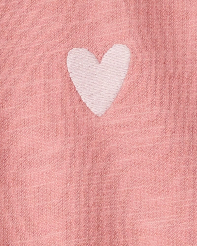 Toddler Girl Heart Cotton Long-Sleeve Cardigan Sweater - Pink, image 2 of 3 slides