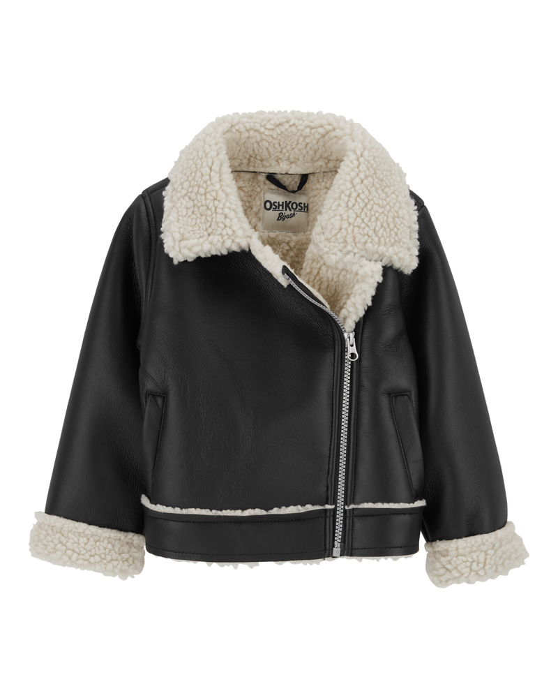 Toddler Faux Leather and Sherpa Jacket , image 1 of 3 slides