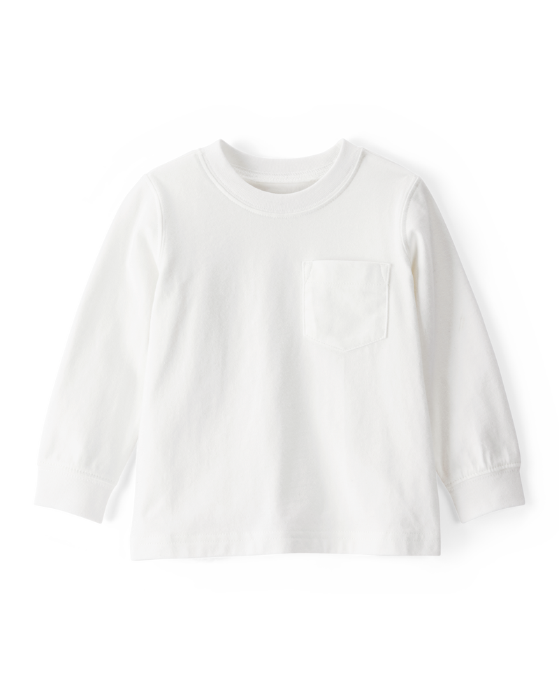 Long-Sleeve Pocket Tee - White, image 1 of 3 slides