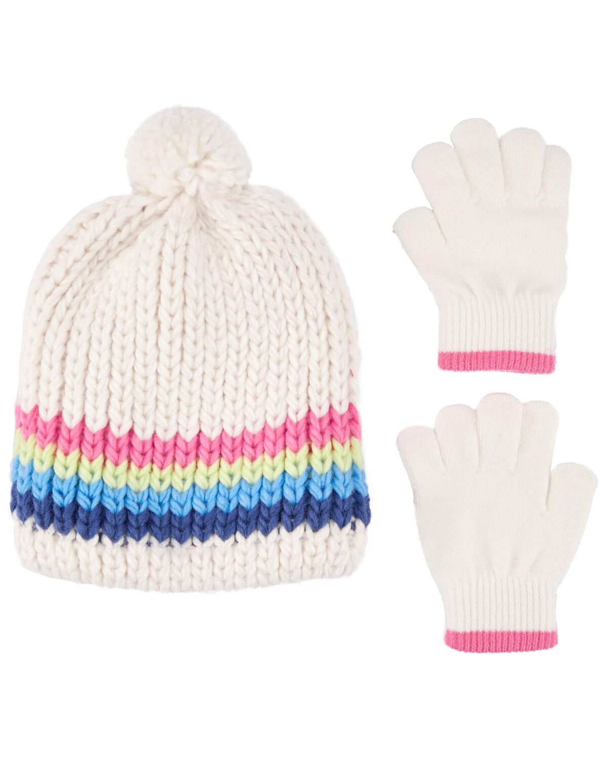Multi Kid 2Pack Knit Cap & Gloves Set