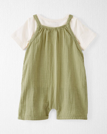 Baby Organic Cotton Gauze Shortall Set, 