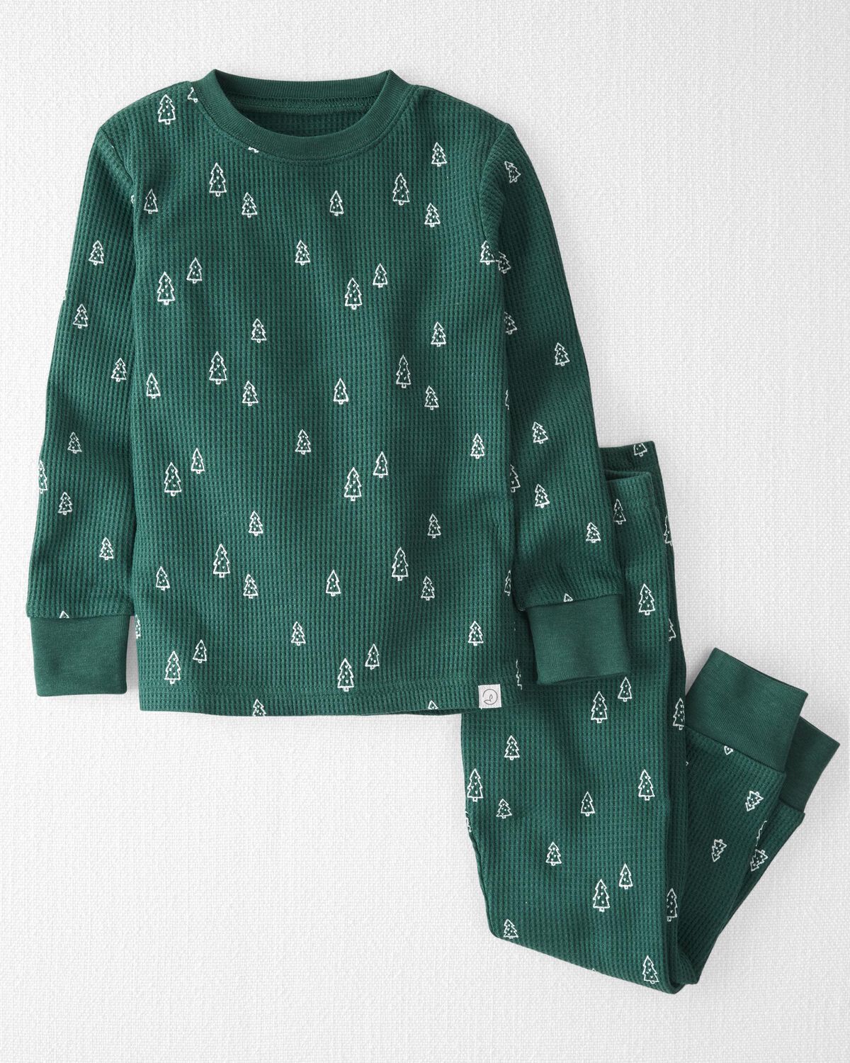 Tree Print Toddler Waffle Knit Pajamas Set Made With Organic Cotton
