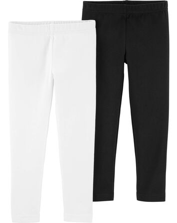 Toddler 2-Pack Black & White Leggings Set, 