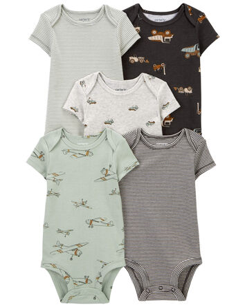 Baby 7-Piece Short-Sleeve Bodysuits & Pull-On Pants Set, 