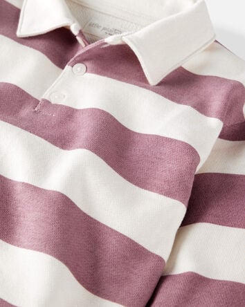 Toddler Boy Organic Cotton Henley Top in Stripes, 