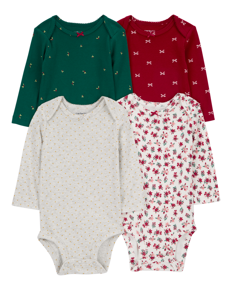 Baby 4-Pack Long-Sleeve Original Bodysuits, image 1 of 7 slides