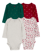 Baby 4-Pack Long-Sleeve Original Bodysuits, image 1 of 7 slides