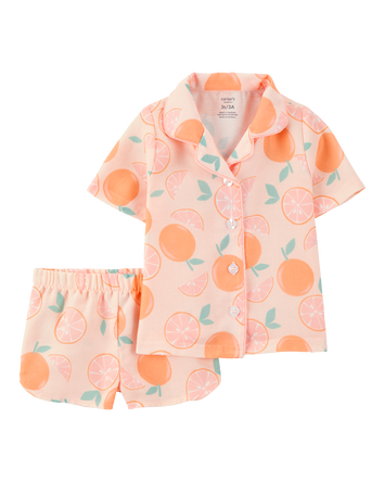 Toddler Orange Print 2-Piece Pajamas - Pink, 