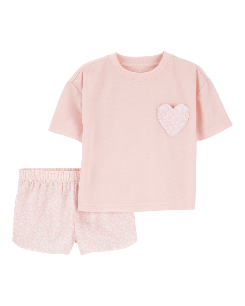 Toddler Girl 2-Piece Heart Loose Fit Pajamas, image 1 of 3 slides