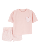 Toddler Girl 2-Piece Heart Loose Fit Pajamas, image 1 of 3 slides