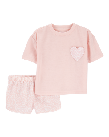 Toddler Girl 2-Piece Heart Loose Fit Pajamas, 