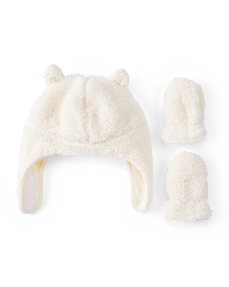 Baby 2-Pack Sherpa Hat & Mitten Set, image 1 of 3 slides
