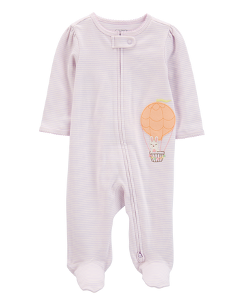 Baby Hot Air Balloon Bunny 2-Way Zip Cotton Sleep & Play Pajamas, 