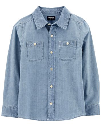 Kid Button-Front Chambray Shirt, 