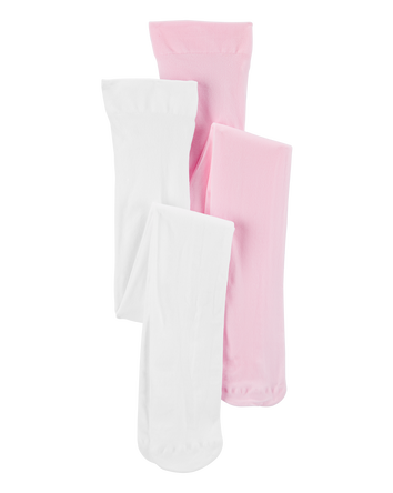 Girls 2-Pack Tights - Pink/White, 