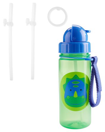 ZOO Straw Bottle & 2 Extra Straws - 13 oz - Dino, 