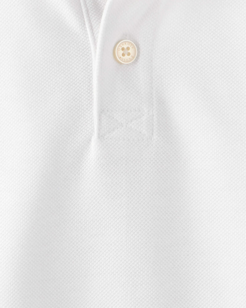 Toddler Pique Uniform Polo Shirt - White, image 2 of 5 slides