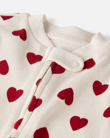Baby Organic Cotton Sleep & Play Pajamas in Forever Hearts Print, 