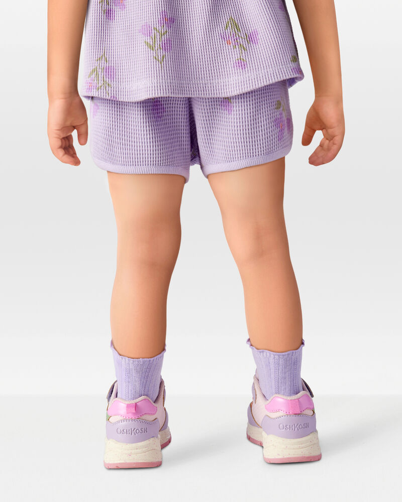 Toddler Floral Waffle Knit Shorts - Purple, image 3 of 6 slides