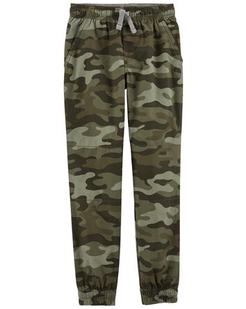 Kid Elastic Waist Camo Print Poplin Joggers, 