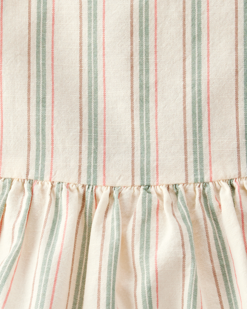 Baby Striped Sunsuit Made with Organic Cotton and Linen Blend, image 3 of 4 slides