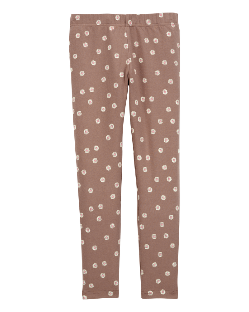 Girls Floral Stretch Leggings - Brown, image 2 of 5 slides