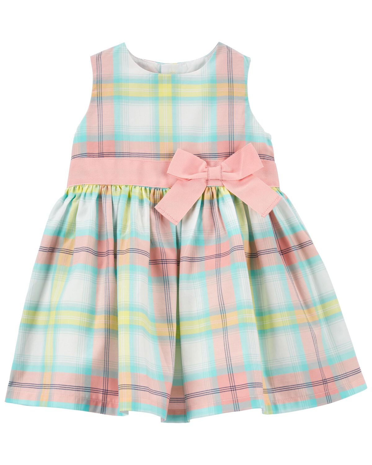 Pink/Mint/Yellow Baby Plaid Sateen Dress | carters.com