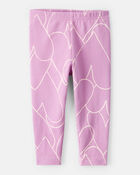 Baby Girl Cotton Heart Stretch Leggings - Purple, image 1 of 4 slides