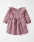 Baby Long-Sleeve Ruffle Dress Made with Organic Cotton in Desert Mauve, image 1 of 6 slides