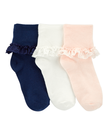 Kid 3-Pack Lace Cuff Socks, 