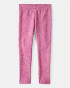 Girls Butterfly Print Cotton Pull-On Stretch Leggings - Pink, image 1 of 4 slides