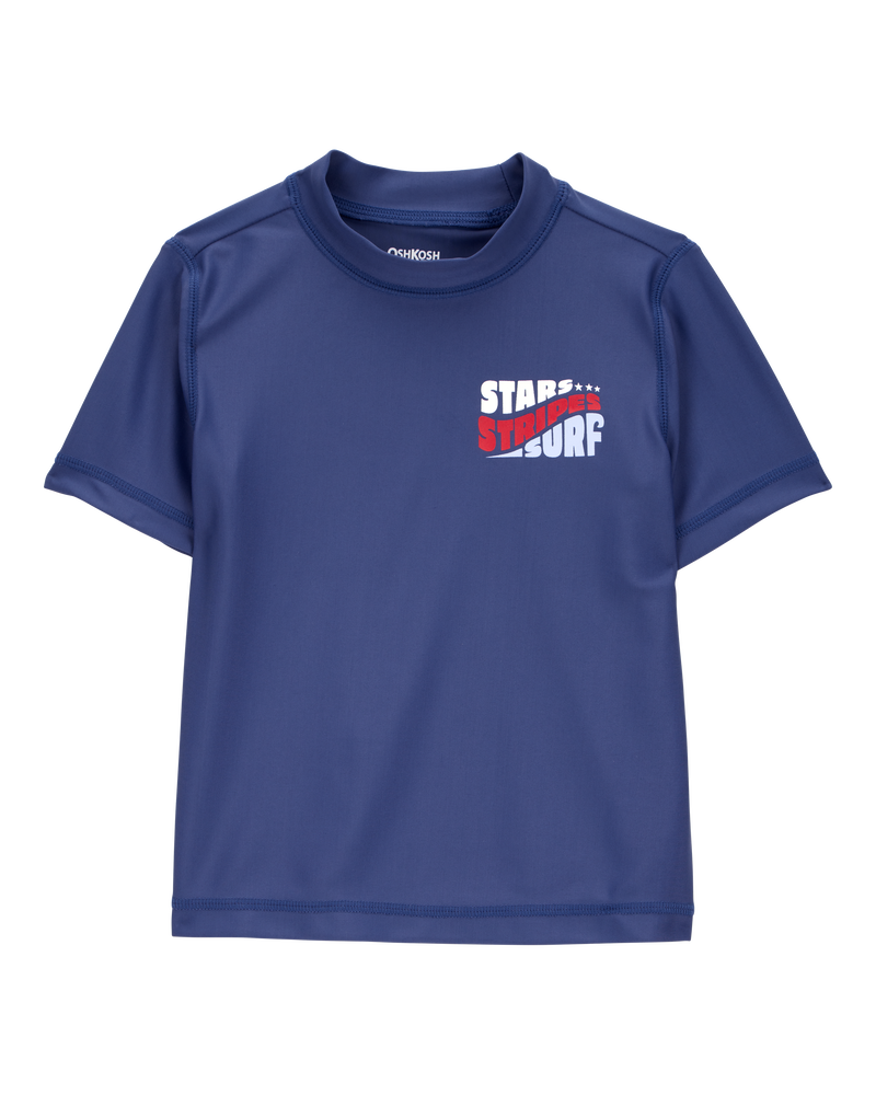 Toddler Fourth of July Short Sleeve Rashguard - Navy, image 1 of 4 slides