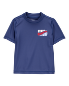 Toddler Fourth of July Short Sleeve Rashguard - Navy, image 1 of 4 slides