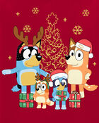 Girls Christmas Bluey™ Long-Sleeve Graphic Tee - Red, image 3 of 3 slides