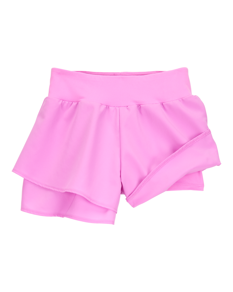 Kid 2-Piece Floral Active Racerback Tank & Flowy Layered Flip Short Set - Pink/Yellow, image 8 of 8 slides