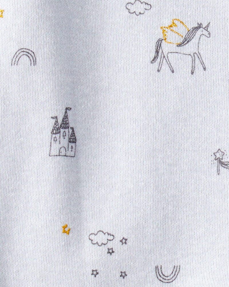 Baby Girl Unicorn Star Print 100% Cotton Long-Sleeve 2-Way Zip Sleep & Play - Blue, image 3 of 4 slides