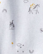 Baby Girl Unicorn Star Print 100% Cotton Long-Sleeve 2-Way Zip Sleep & Play - Blue, image 3 of 4 slides