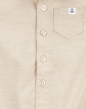 Baby Button-Front Romper- Tan, 