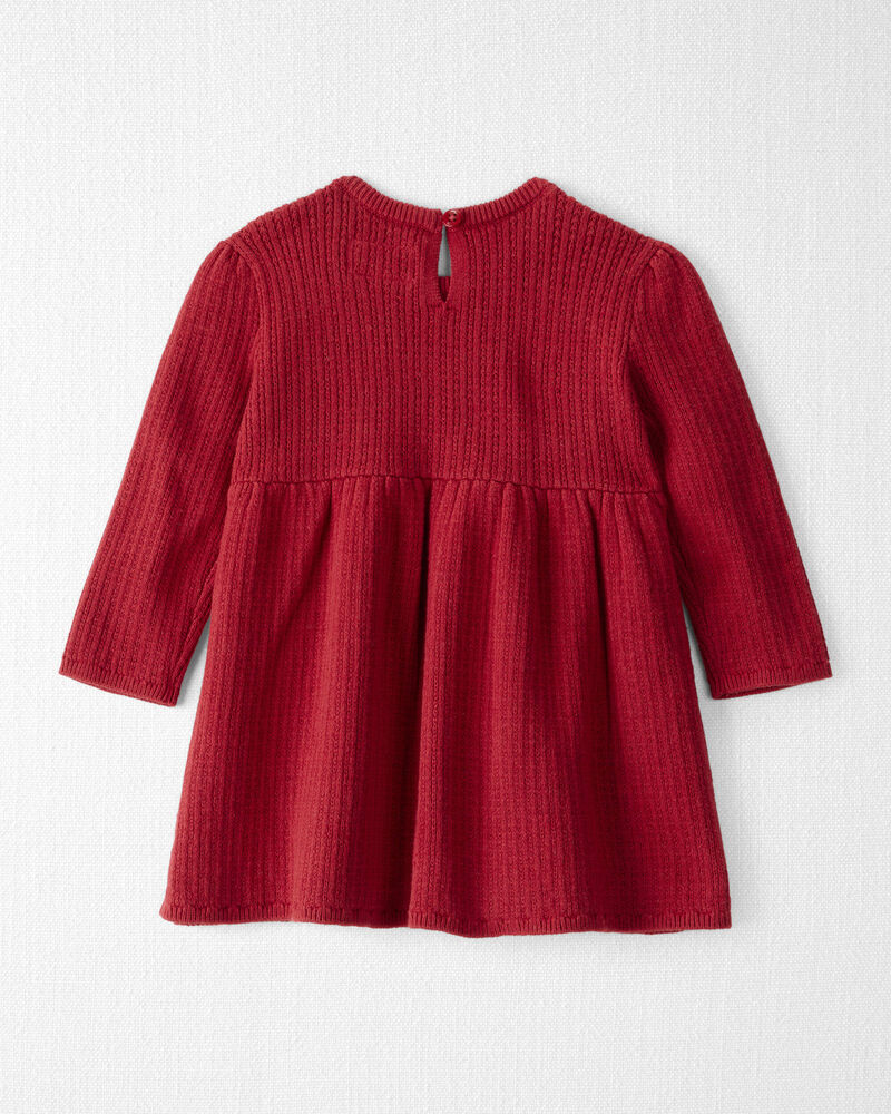 Baby Girl Organic Cotton Sweater Knit Dress, image 2 of 6 slides