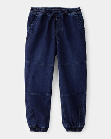 Kid Tapered Iconic Denim Drawstring Joggers - Indigo Wash, 