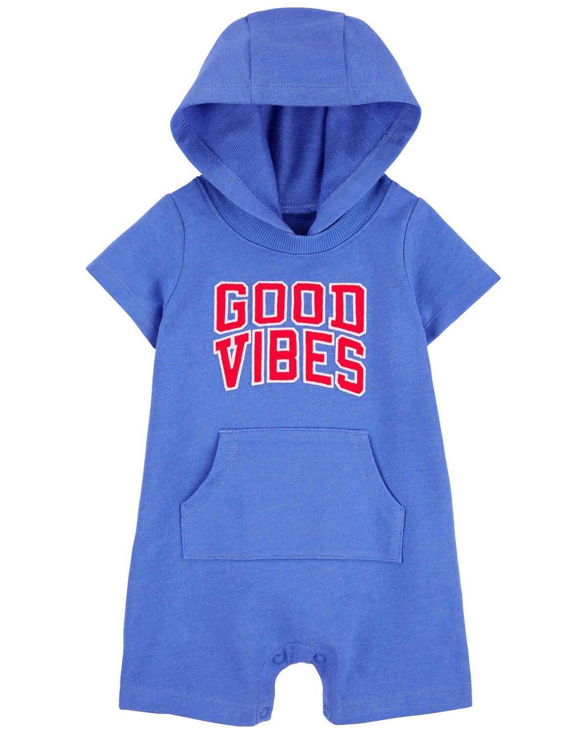 Blue Baby Good Vibes Hooded Romper