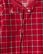 Baby Boy Plaid Print Fleece Loose Fit 1-Piece Pajamas - Red, image 2 of 4 slides