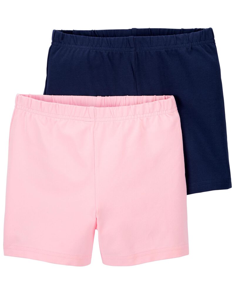 Kid 2-Pack Pink/Navy Bike Shorts, image 1 of 1 slides