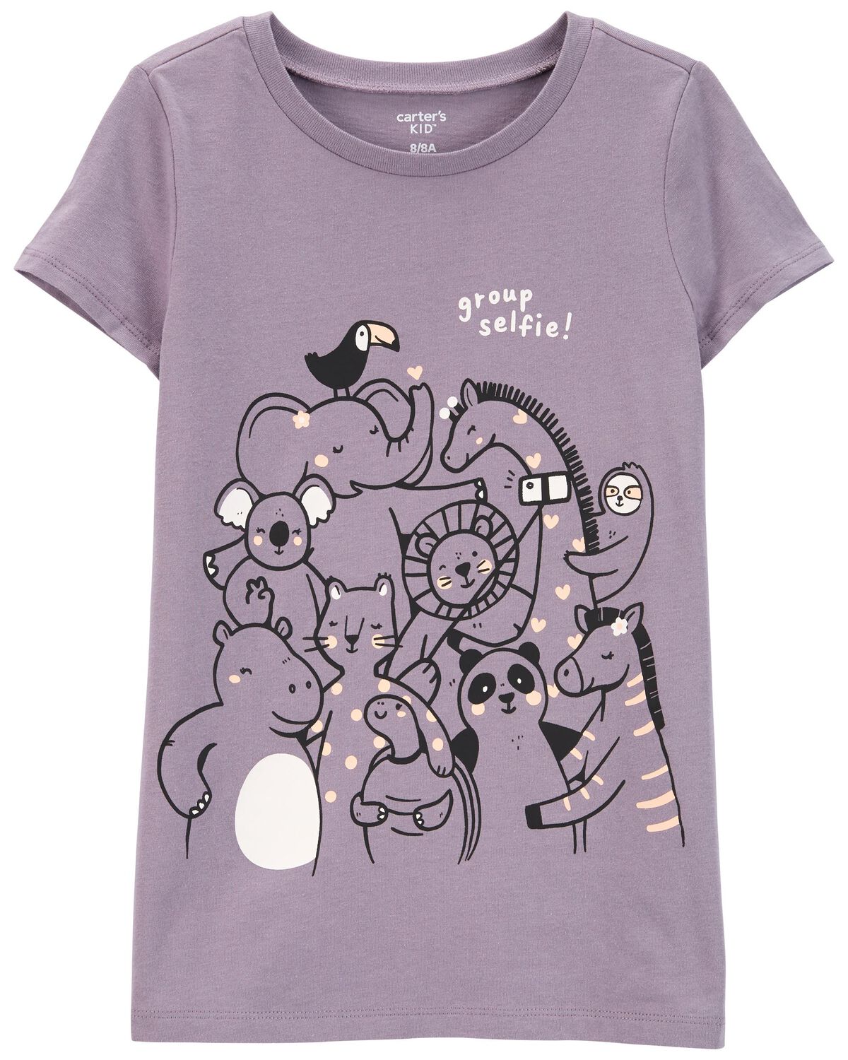 Purple Kid Zoo Animals Graphic Tee