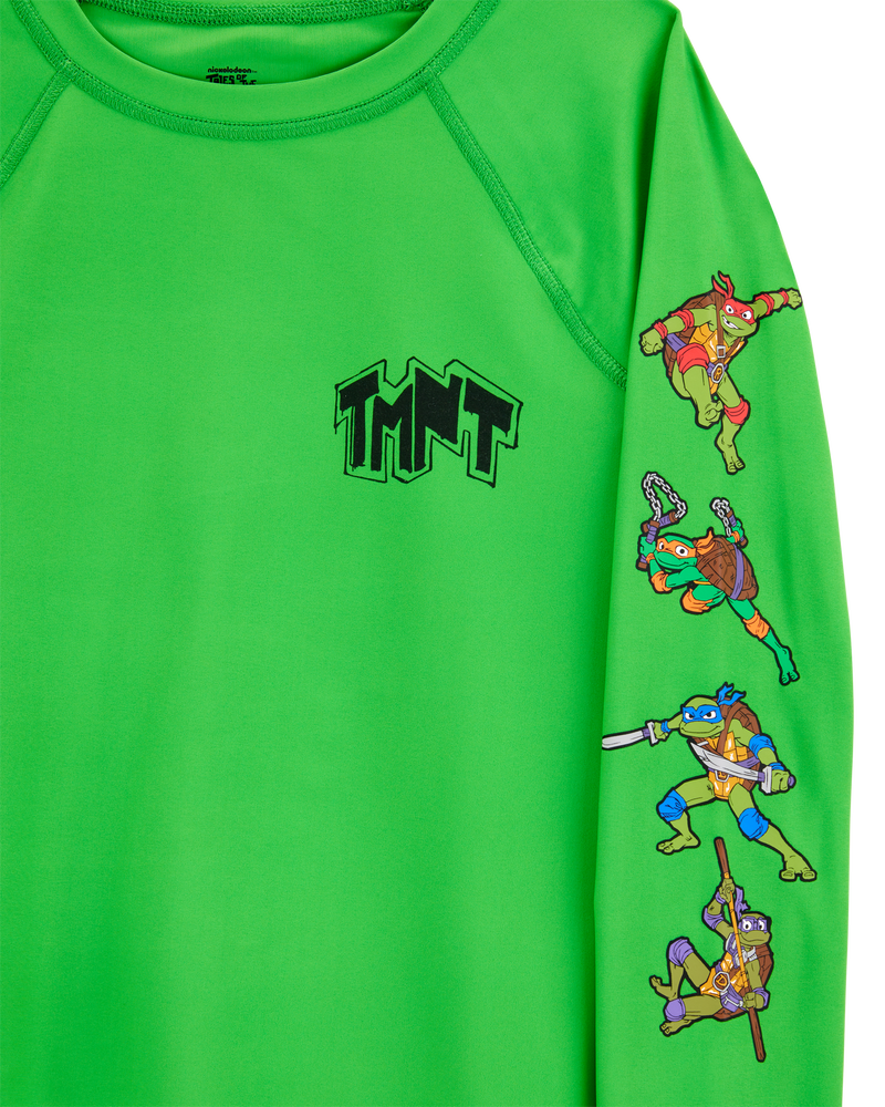 Kid Teenage Mutant Ninja Turtles Long-Sleeve Rashguard Swim Top - Green, image 2 of 3 slides