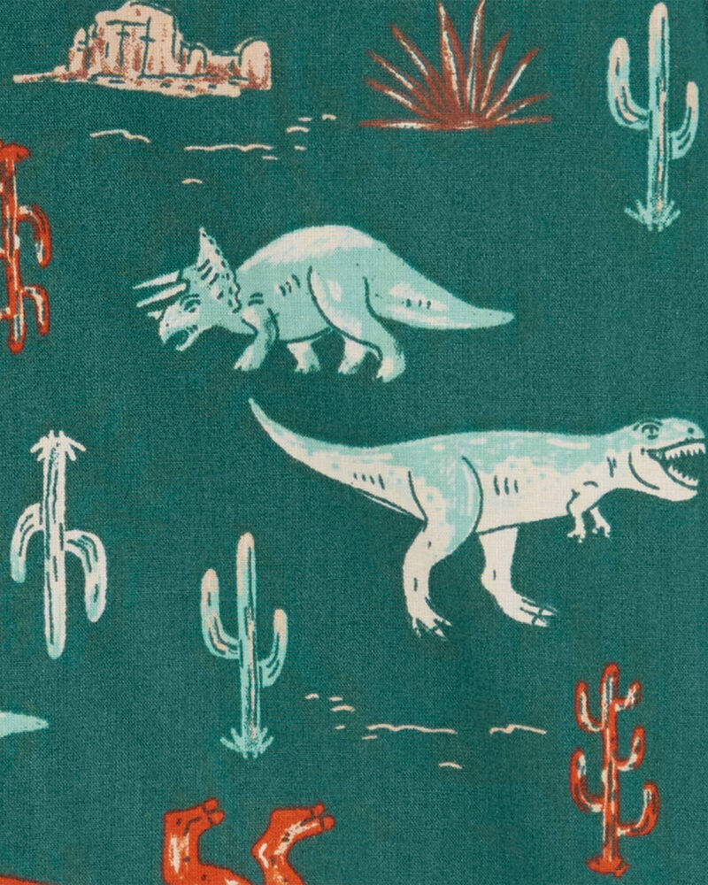 Kid Button-Front Dinosaur-Print Shirt, image 2 of 3 slides