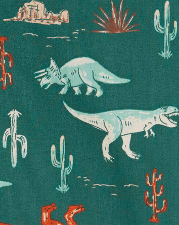 Kid Button-Front Dinosaur-Print Shirt, 